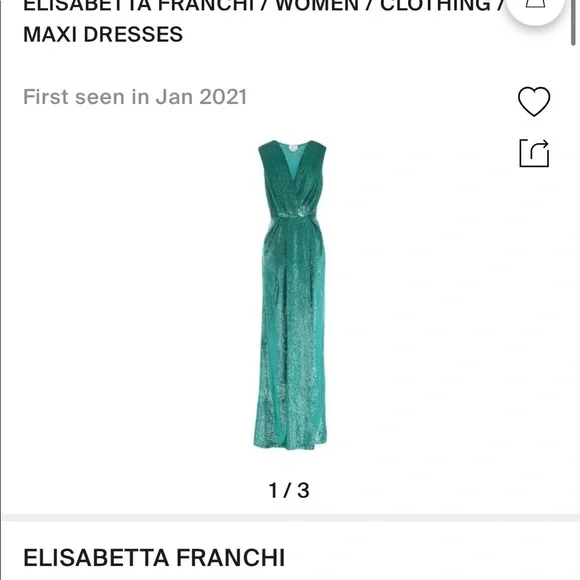 Elisabetta Franchi Long Dress Gown Sequin Blue Green - Picture 2 of 5